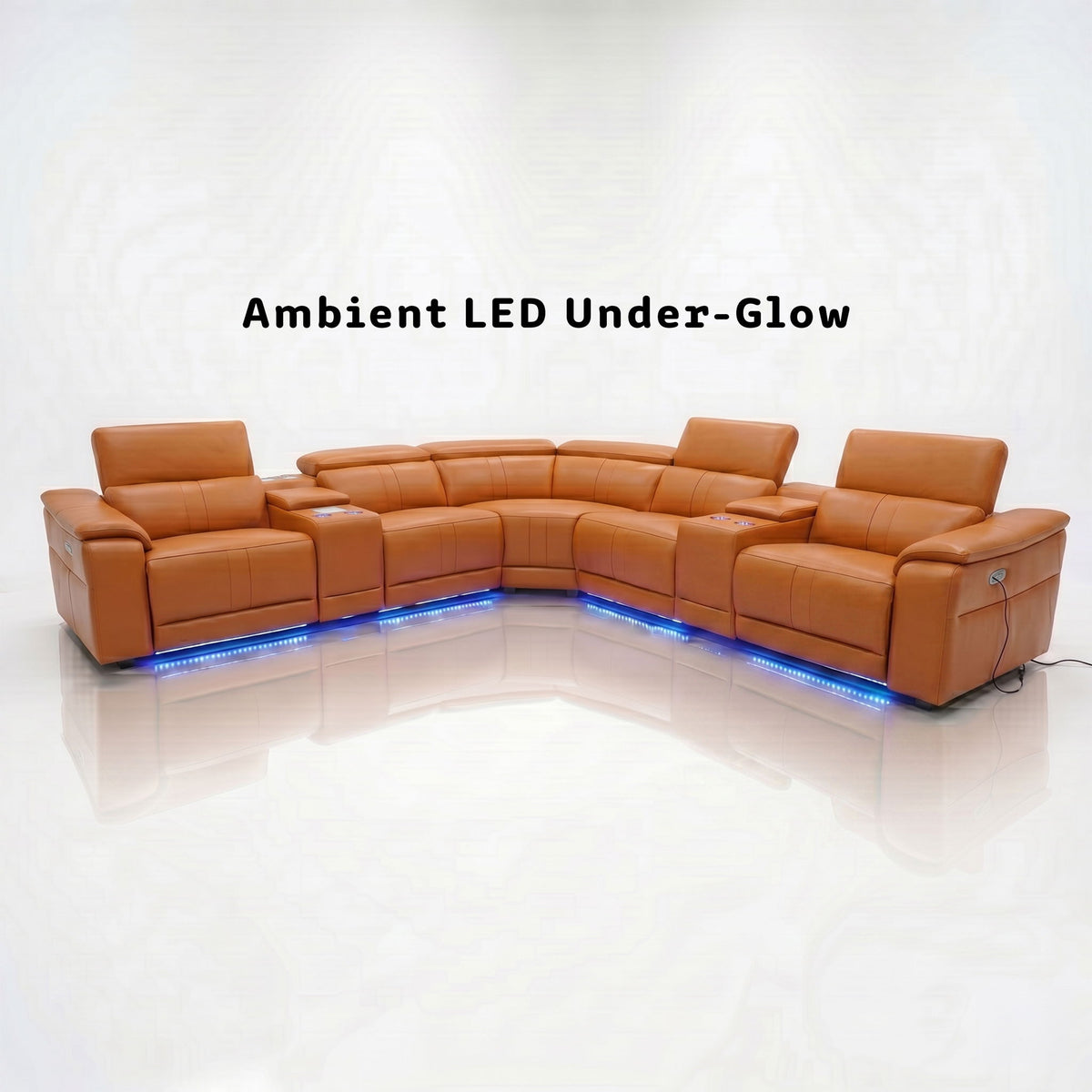 L - Shaped Recliner Sectional Sofa With Bluetooth Speakers, Wireless Charging, LED Lights Home Essentials