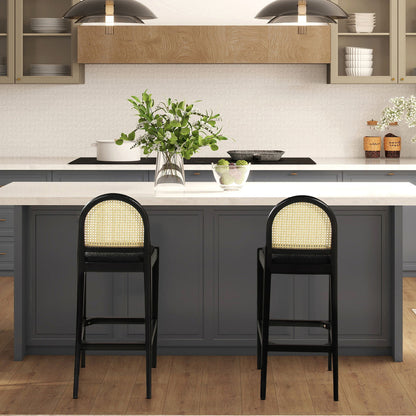 Panama - Curved Back Cane Bar Stool (Set of 2) Jennifer Taylor Home