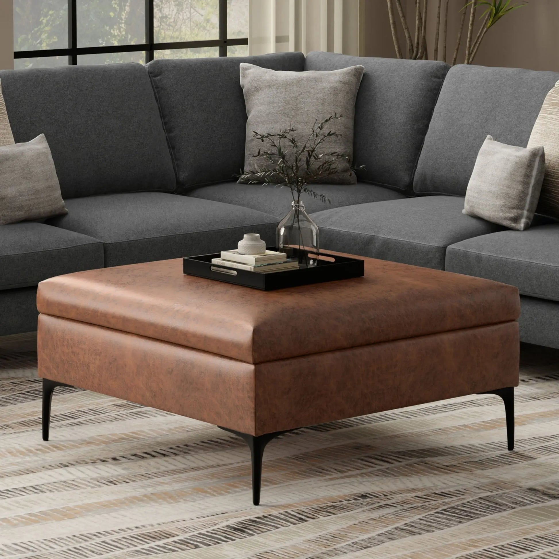 Rebecca - Multifunctional Coffee Table Storage Ottoman With Lift Up Lid Simpli-Home