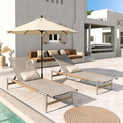 Hargrove - Outdoor Patio Aluminum Chaise Lounge (Set of 2) - Natural / Silver Noble House