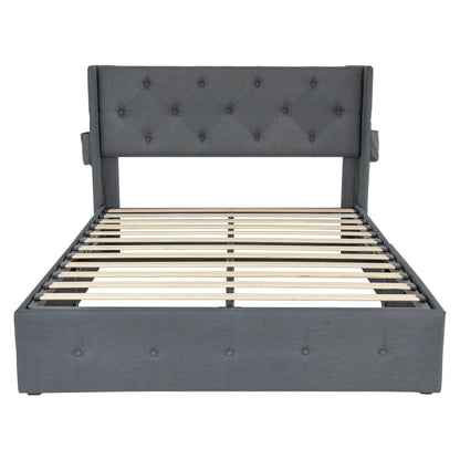 Bed With Gas Lift Storage, USB Ports Home Essentials