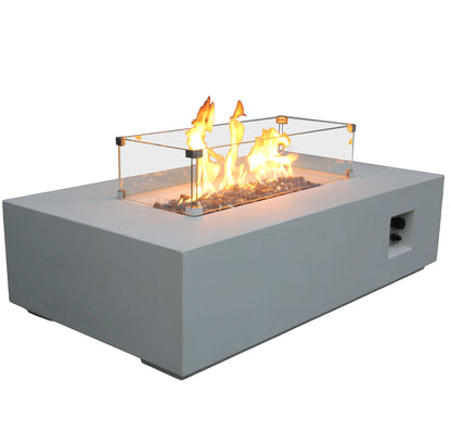 Outdoor Concrete Propane Gas Rectangle Fire Pit Table Home Essentials