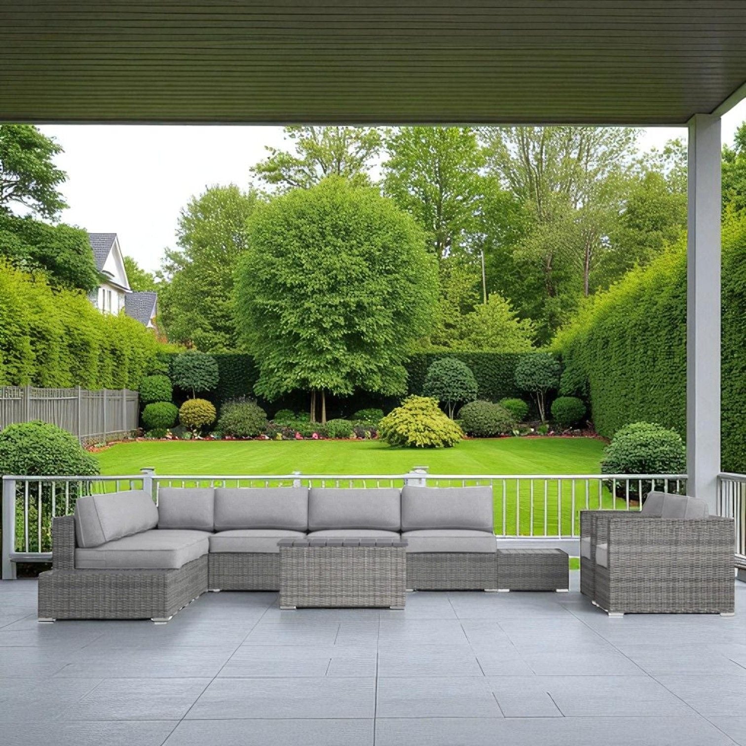 Wicker Sectional Seating Group With Plush Cushions LSI Patio Furniture