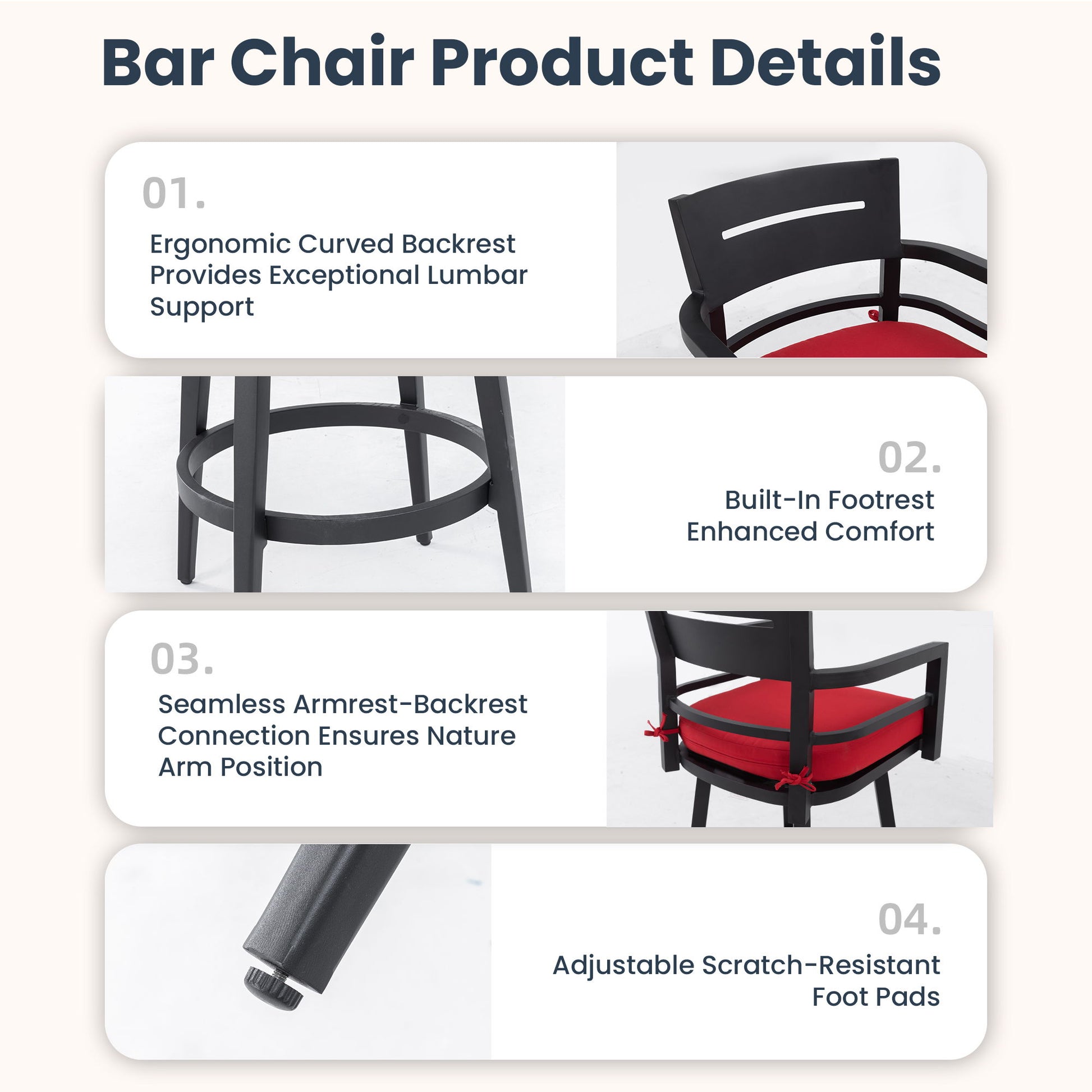 Outdoor Swivel Bar Chairs, 360 Degree Rotation, Ergonomic Backrest (Set of 2) Life Outside