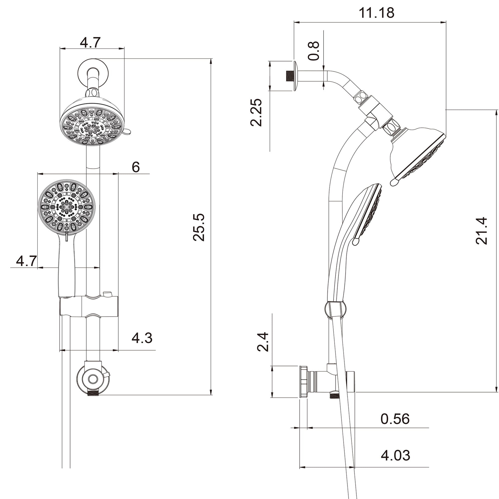 Multi Function Dual Shower Head Shower System With 4.7" Rain Showerhead, 7 Function Hand Shower, Adjustable Slide Bar Daily Nest