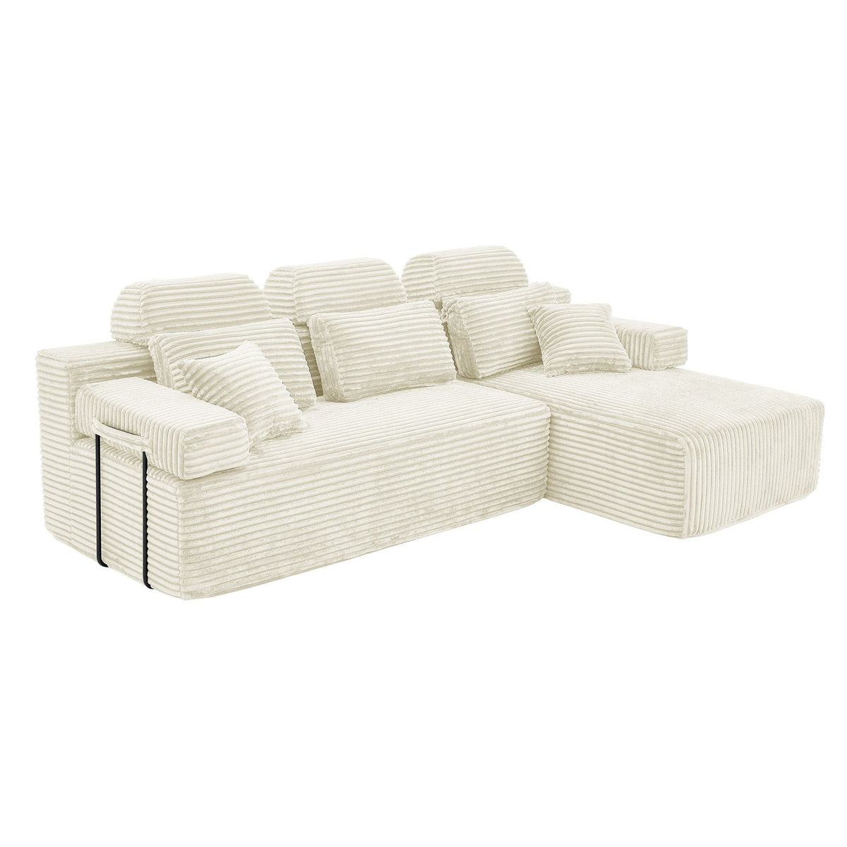 Sectional Sleeper Sofa & Storage Pockets, Modular Couch With Throw Pillows For Living Room Home Essentials