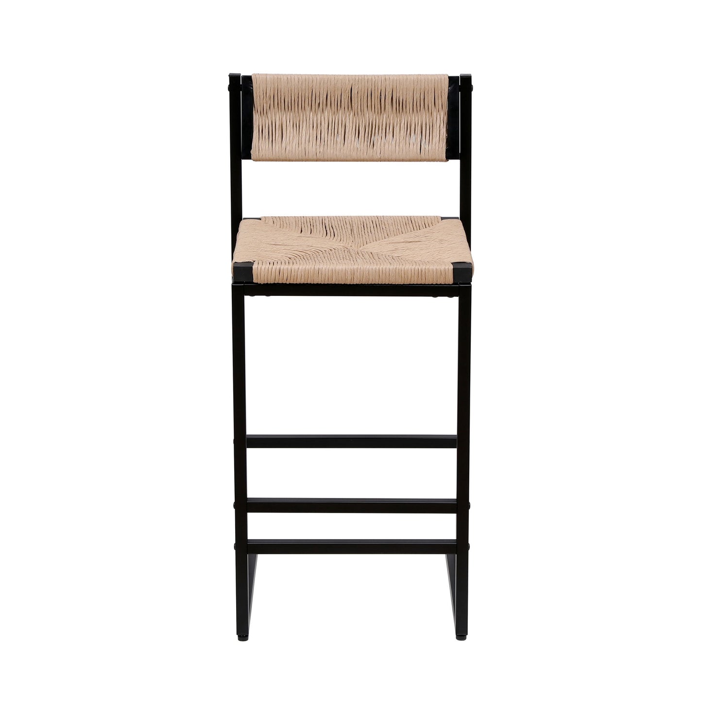 Bar Stools Paper Rope Weave Dining Chairs With Back Hand Weave Stools For Kichen Island, Bar & Counter (Set of 2) Home Essentials