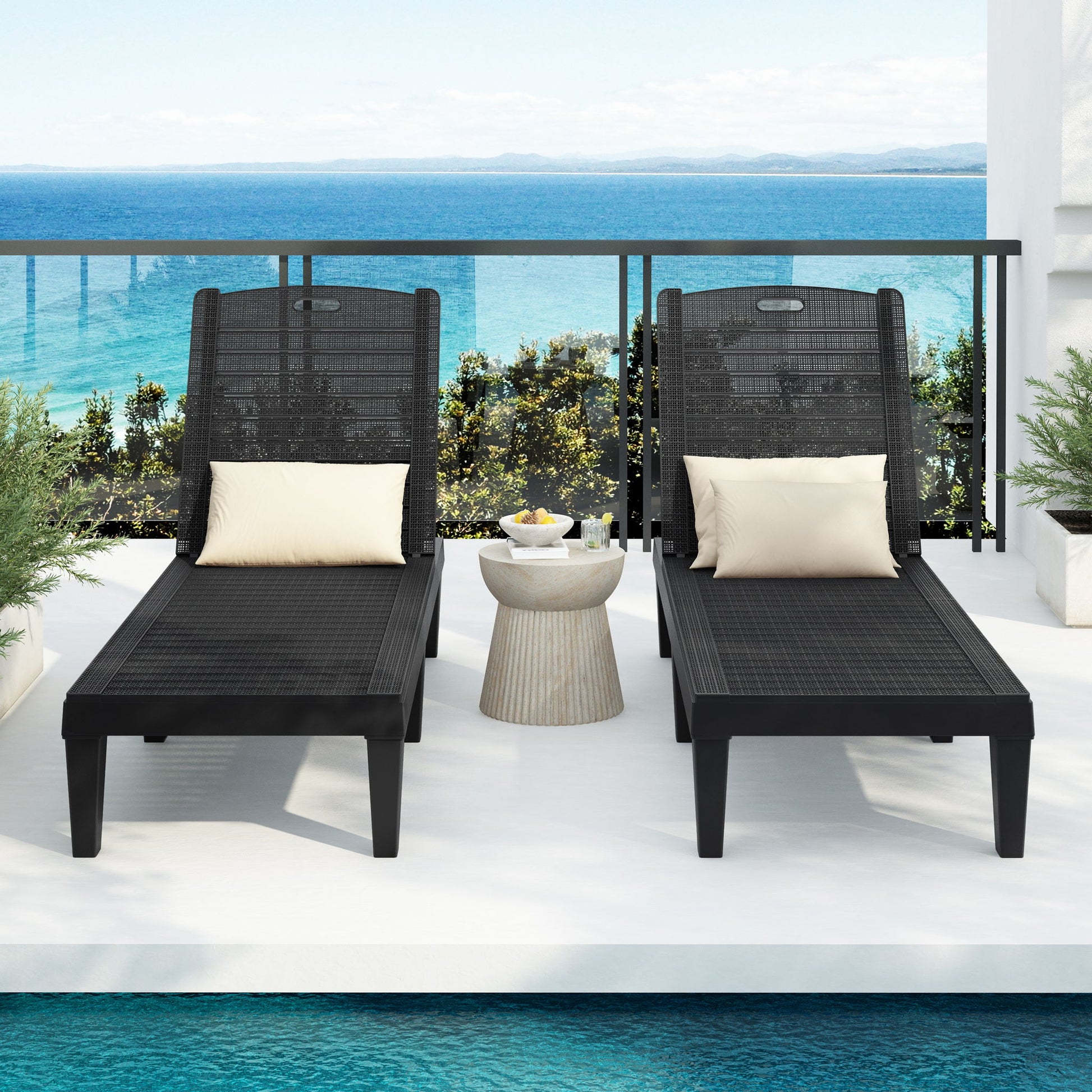 2 Piece Outdoor Chaise Lounges With Adjustable Backrest Hearth and Haven
