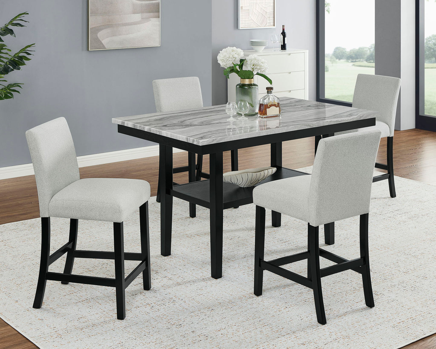 Marbel - Faux Marble Counter Height Set Crown Mark