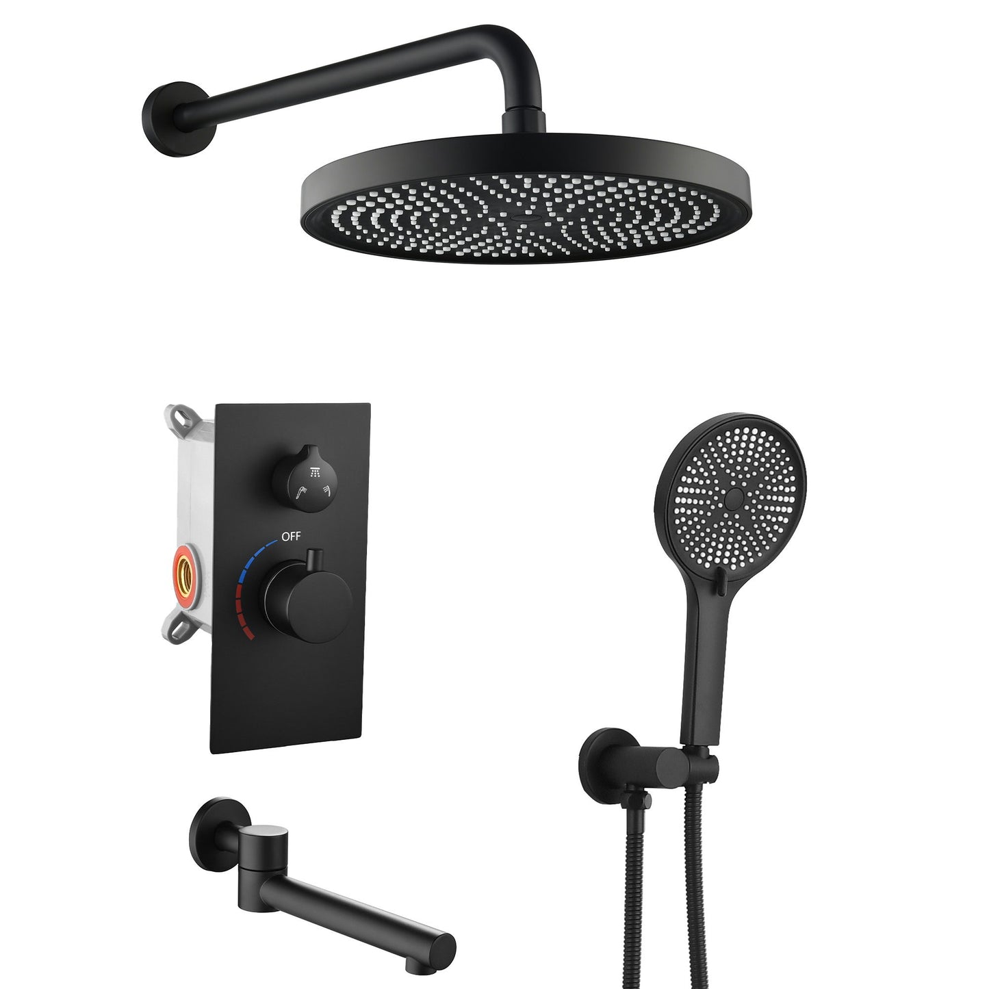 10" Shower System Set With Control Valve And Overhead Shower Daily Nest