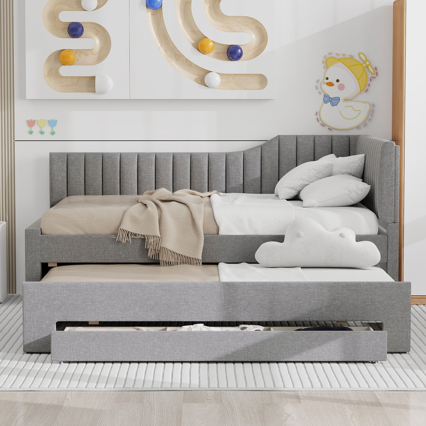Upholstered Daybed With Trundle And 3 Drawers Dreamland