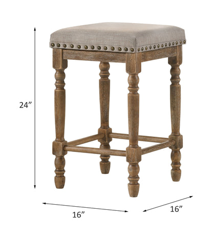 Farsiris - Weathered Counter Height Stool (Set 2) - Beige Acme