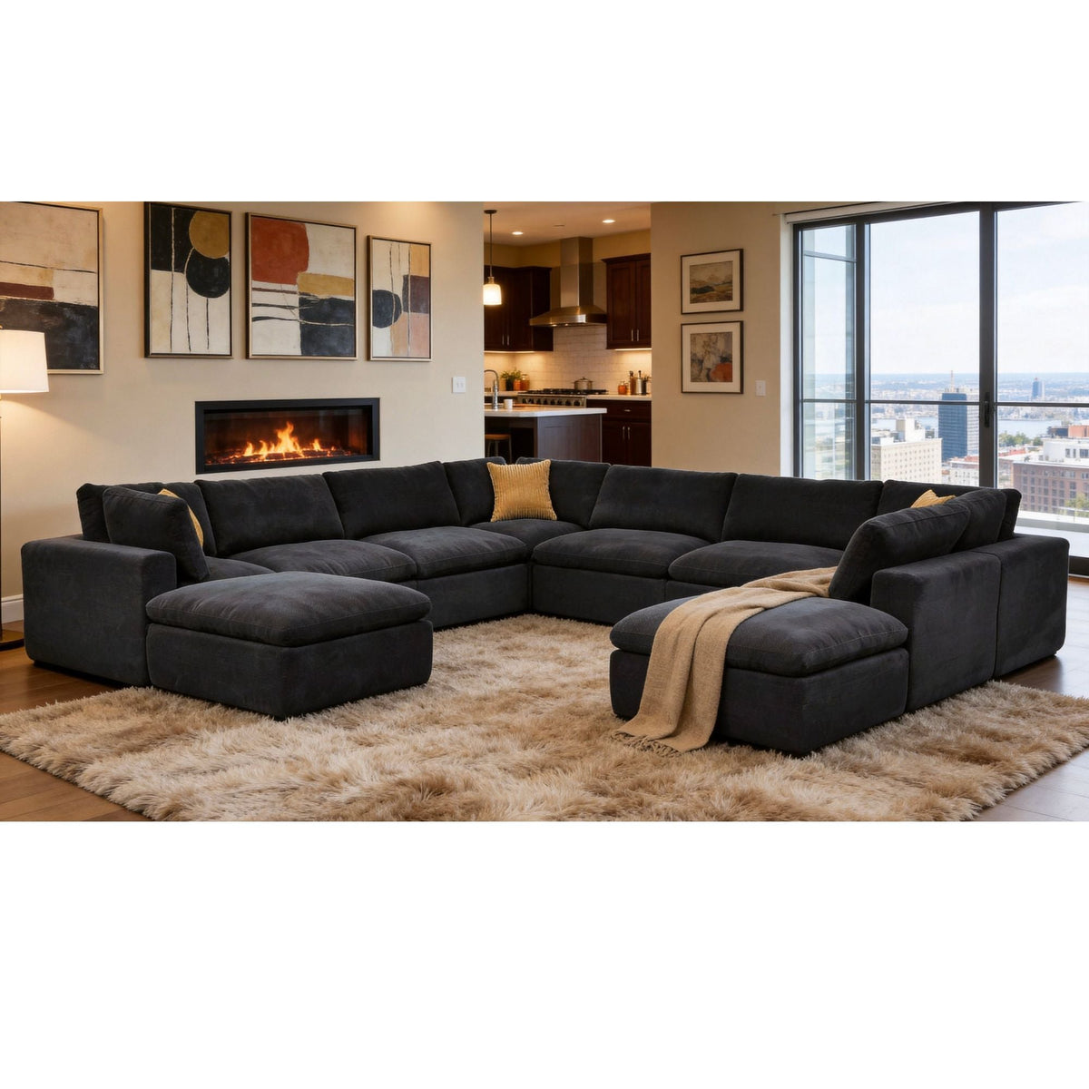 Custom Configuration Modular Sectional With Toss Pillows Home Essentials