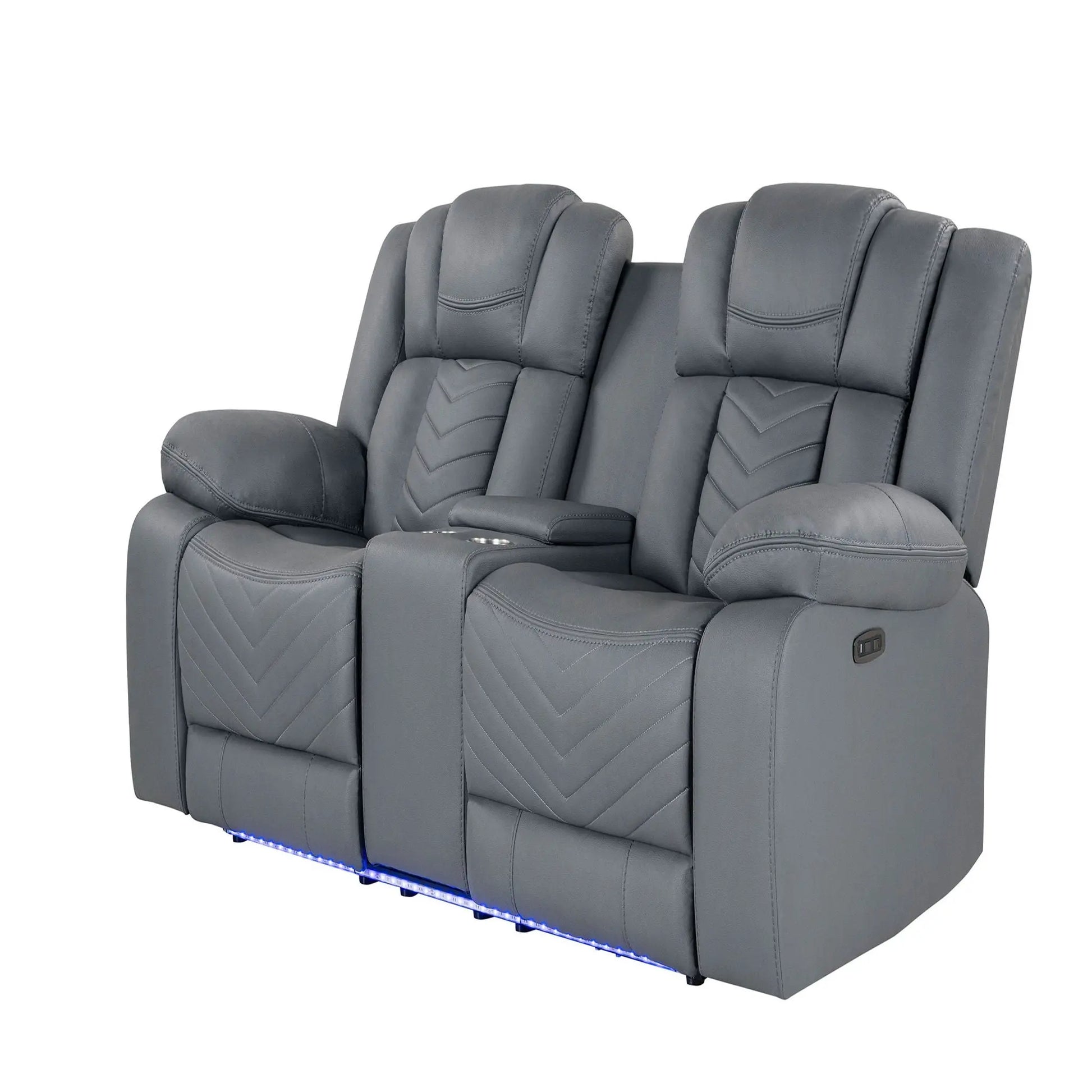Raize - 10 Power Console Reclining Loveseat With LED - Gray Global Furniture USA