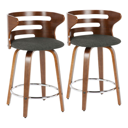 Cosini - Mid Century Modern Fixed Height Counter Stool With Footrest With Swivel (Set of 2) Lumi Source