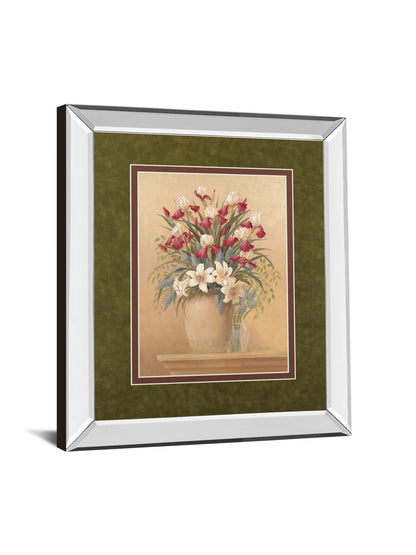 Classic Petal Il By Gloria Eriksen - Mirror Framed Print Wall Art - Red