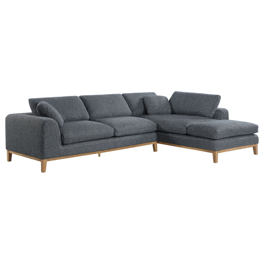 Harlan - L-Shape Upholstered Sectional With Pillows - Gray Furniture Max