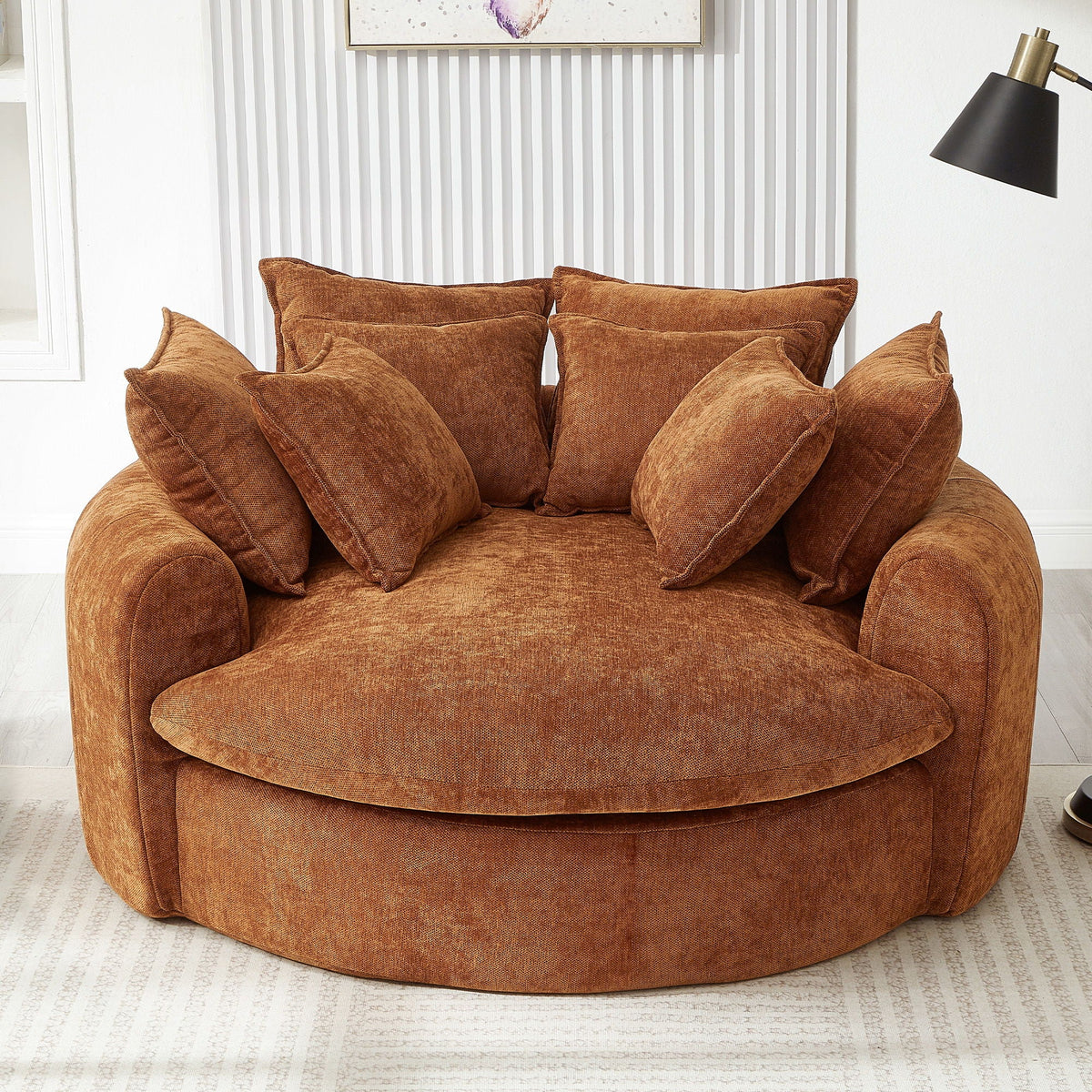 Modern Round Chaise Sofa With 8 Throw Pillows Hearth and Haven