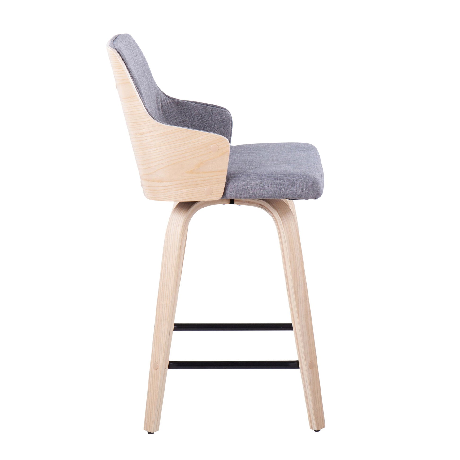 Stella - Contemporary Fixed Height Counter Stool With Swivel Square Footrest (Set of 2) Lumi Source