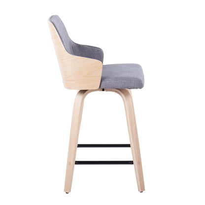 Stella - Contemporary Fixed Height Counter Stool With Swivel Square Footrest (Set of 2) Lumi Source