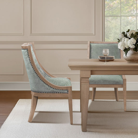 Elmcrest - Upholstered Dining Chair With Nailhead Trim - Soft Green Martha Stewart