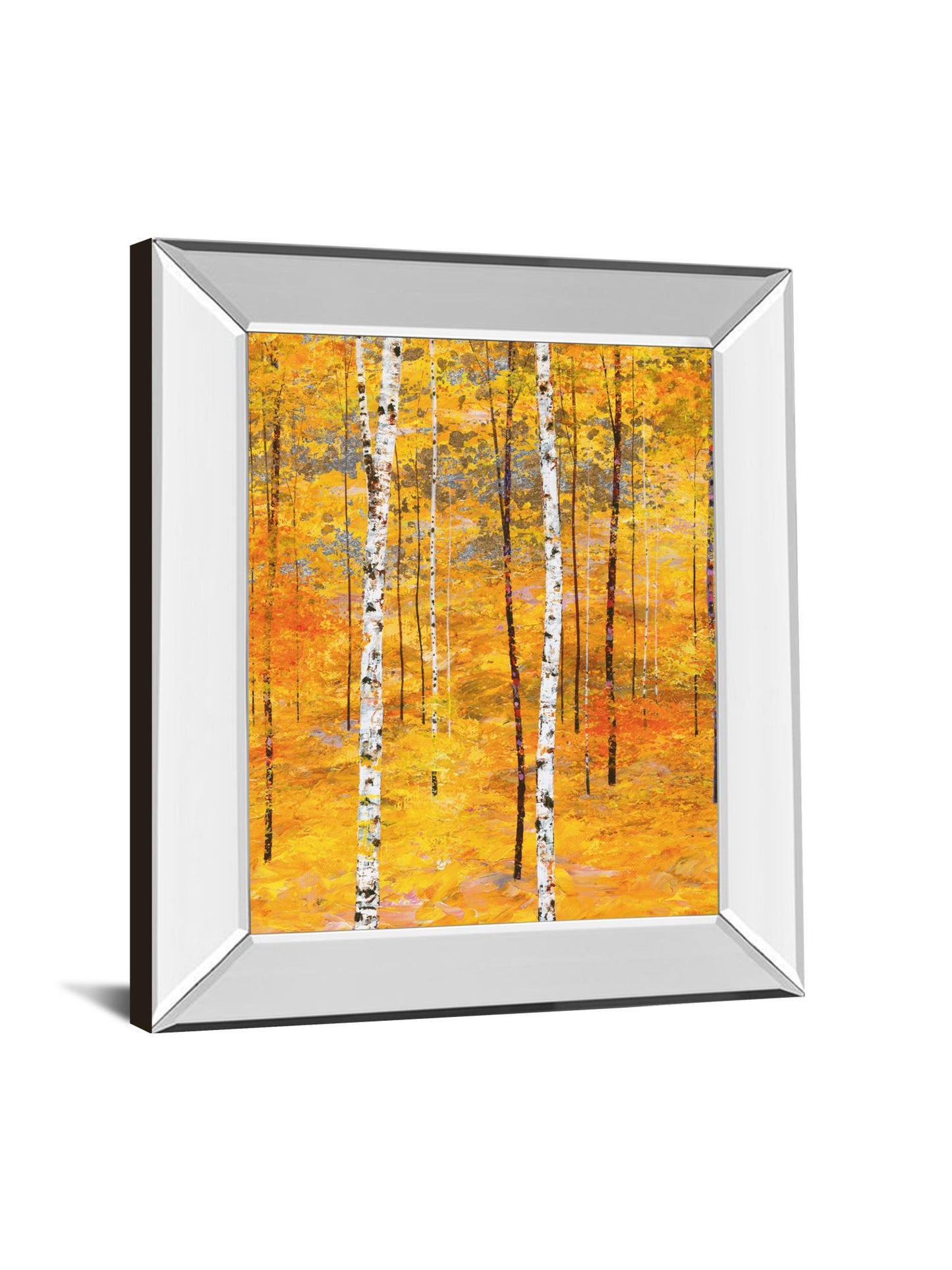 Iridescent Trees V By Alex Jawdokimov - Mirror Framed Print Wall Art - Yellow