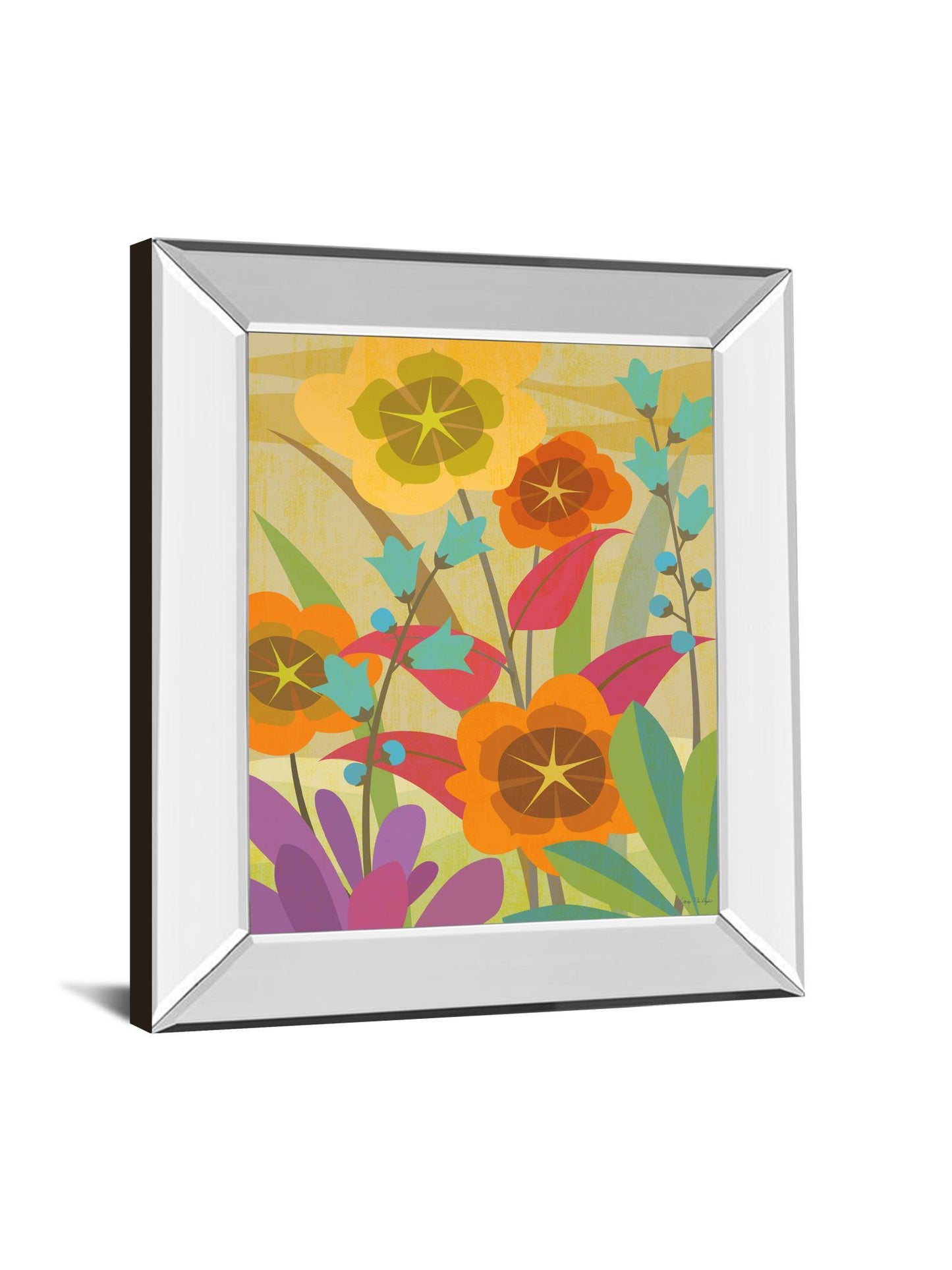 Flowerbed By Cary Phillips - Mirror Framed Print Wall Art - Orange