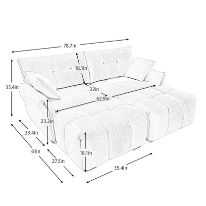 Sofa Set With Ottoman And Pillows, Textured, High Resilience Cushions Home Essentials