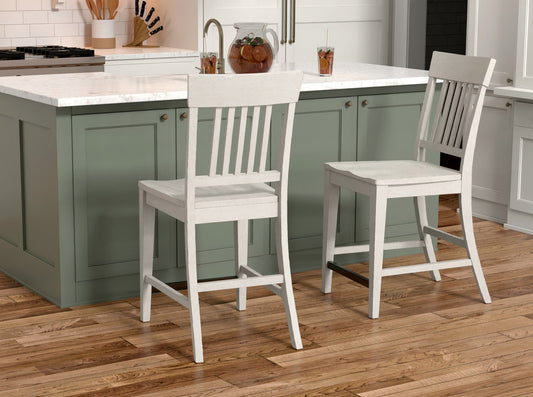 Haidel - Slat Back Counter Stools (Set of 2) - White Emerald Home