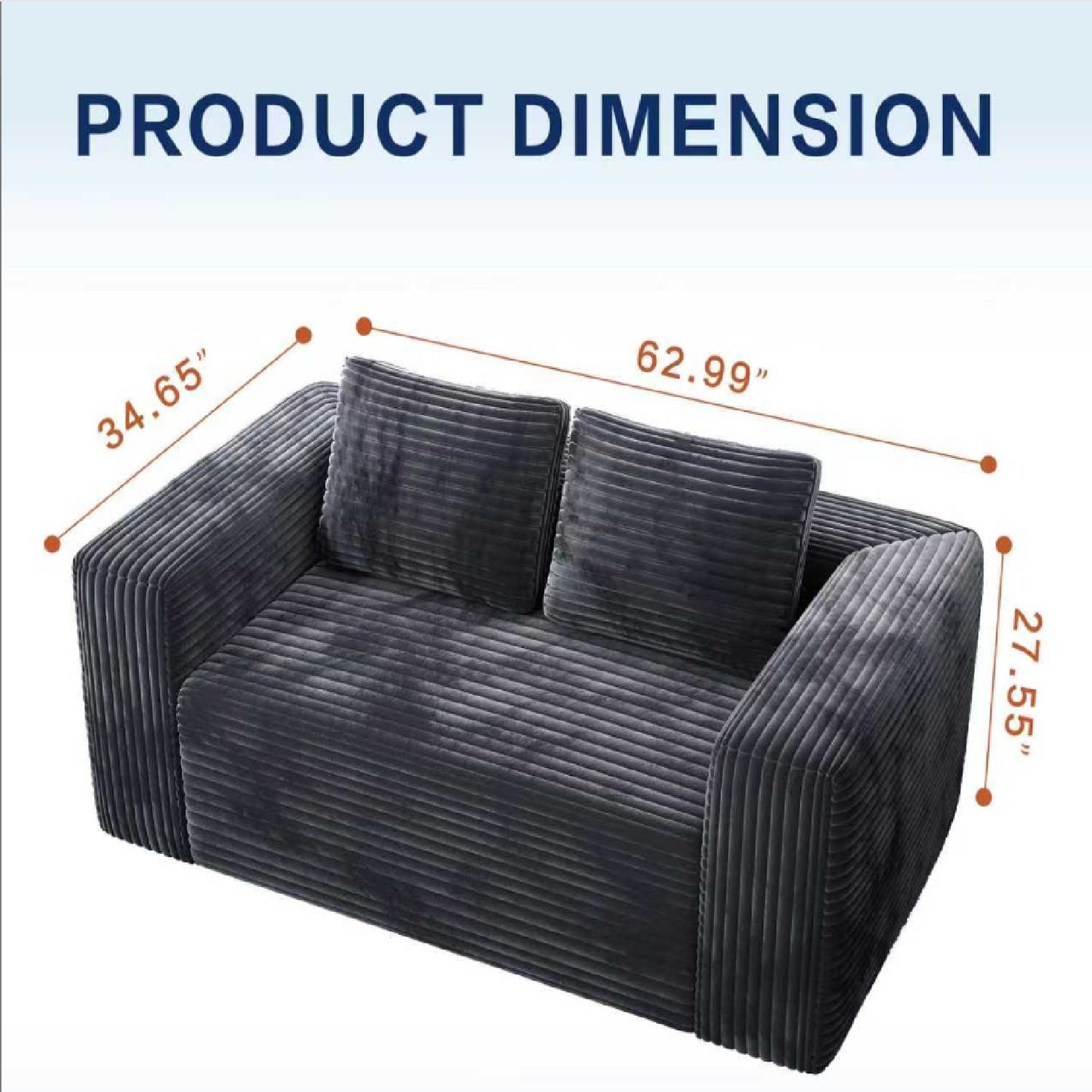 Cloud Loveseat Sofa Couch, 2 Seater Boneless Couch Home Essentials