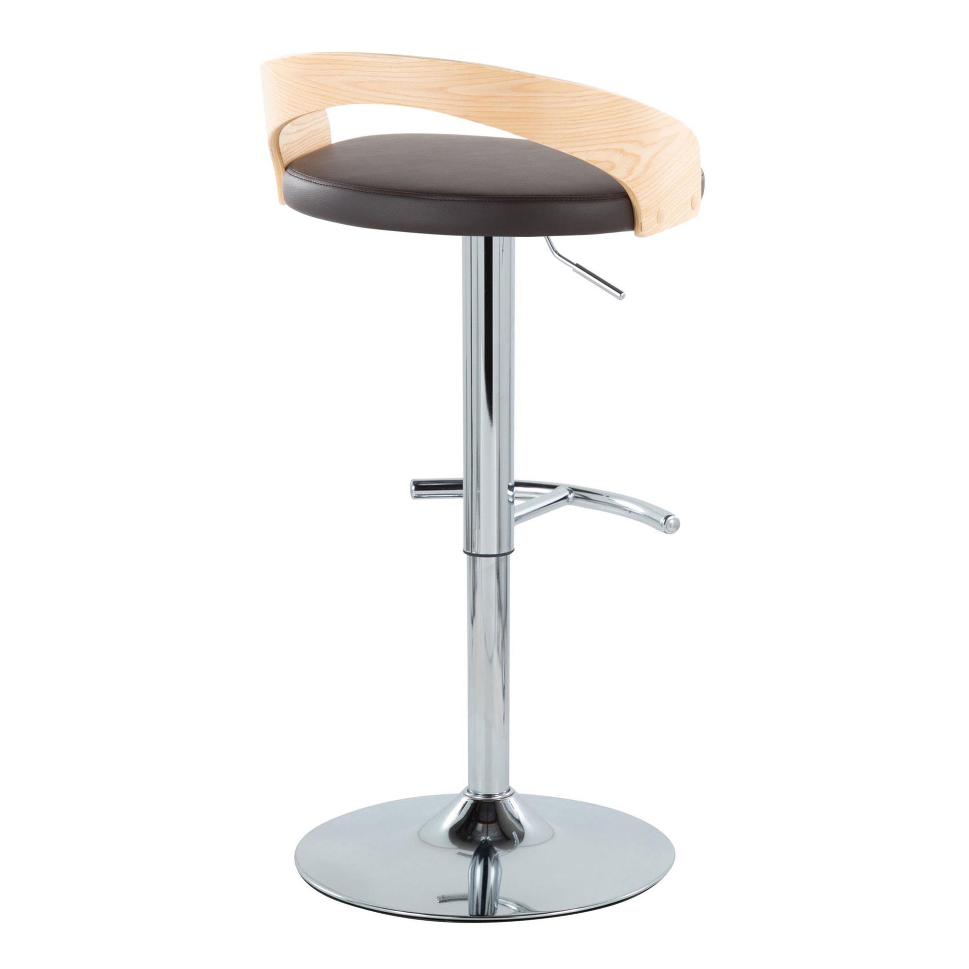 Grotto - Contemporary Adjustable Barstool, Swivel With Rounded T Footrest (Set of 2) Lumi Source