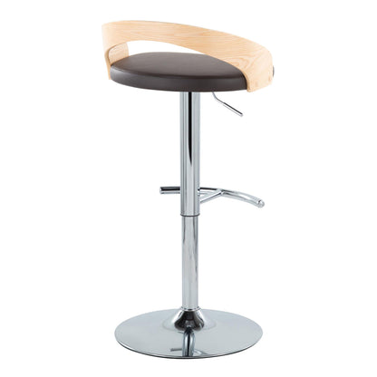 Grotto - Contemporary Adjustable Barstool, Swivel With Rounded T Footrest (Set of 2) Lumi Source