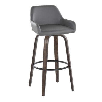 Daniella - Contemporary Fixed Height, Barstool With Swivel With Round Footrest (Set of 2) Lumi Source