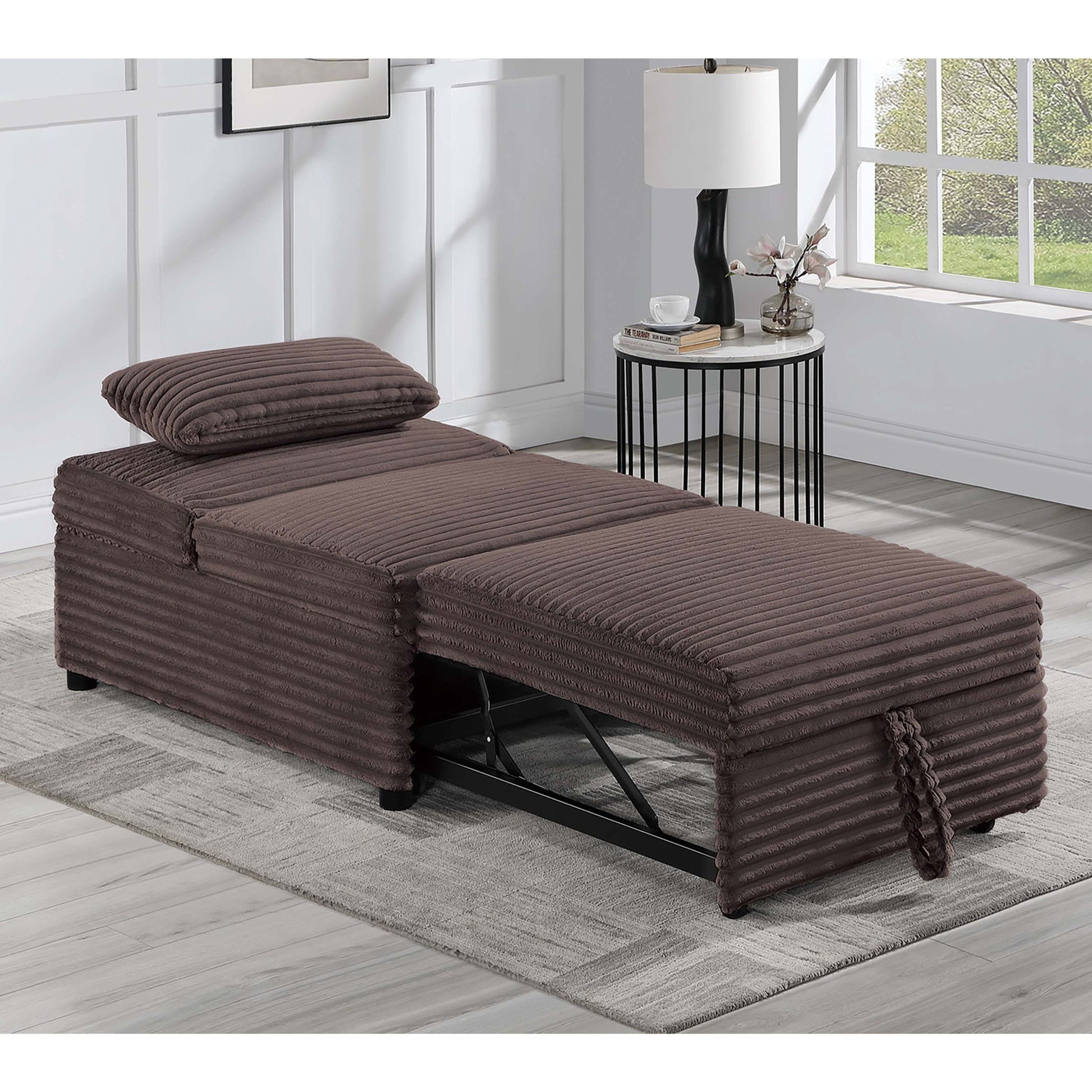 Sleeper Sofa Chair With Plush Cushion And Pull Out Bed Convertible Couch With Matching Pillow - Chocolate Home Essentials