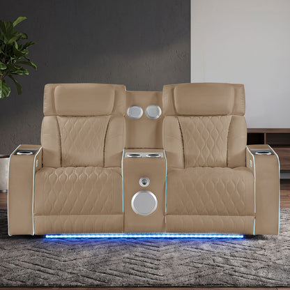 Electra - Power Reclining Loveseat With Power Headrests, Console, Speakers, Massage, LED Lighting And USB Control Matrix Furniture Group