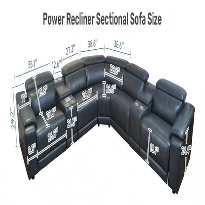 L - Shaped Recliner Sectional Sofa With Bluetooth Speakers, Wireless Charging, LED Lights Home Essentials