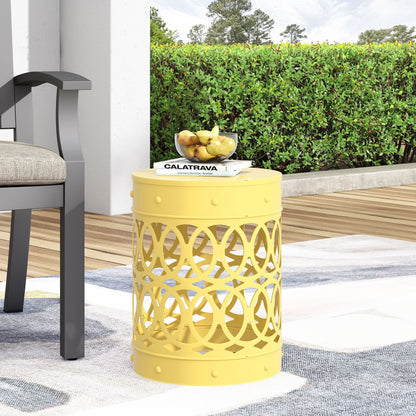 Outdoor Metal Large End Table, Modern Design Noble House