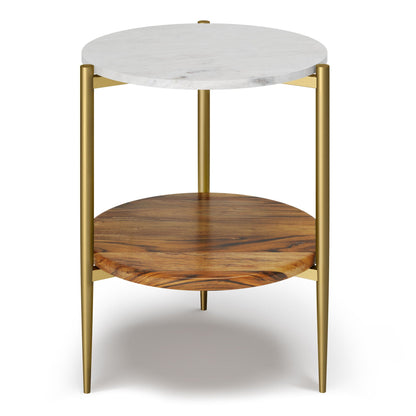 Wagner - Round Marble & Wood Table Simpli-Home