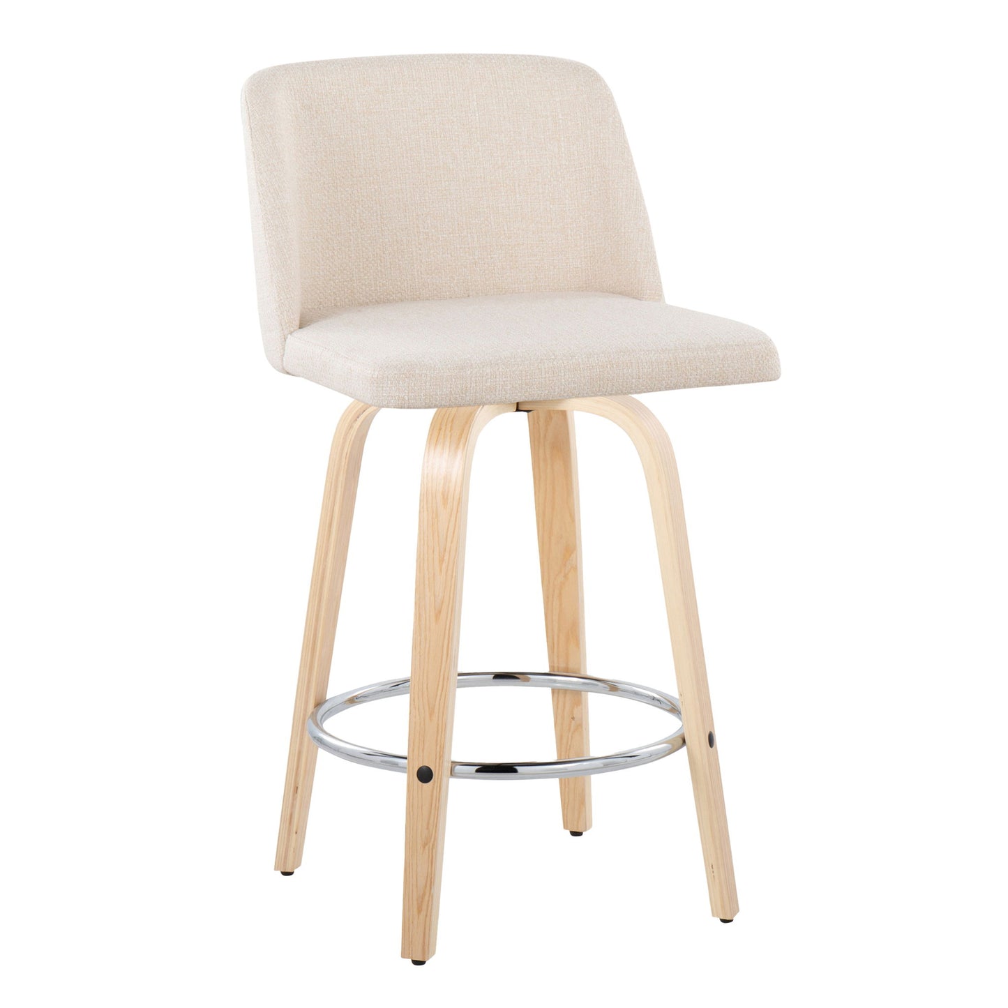 Toriano - Contemporary Fixed-Height Counter Stool With Swivel And Round Footrest (Set of 2) Lumi Source