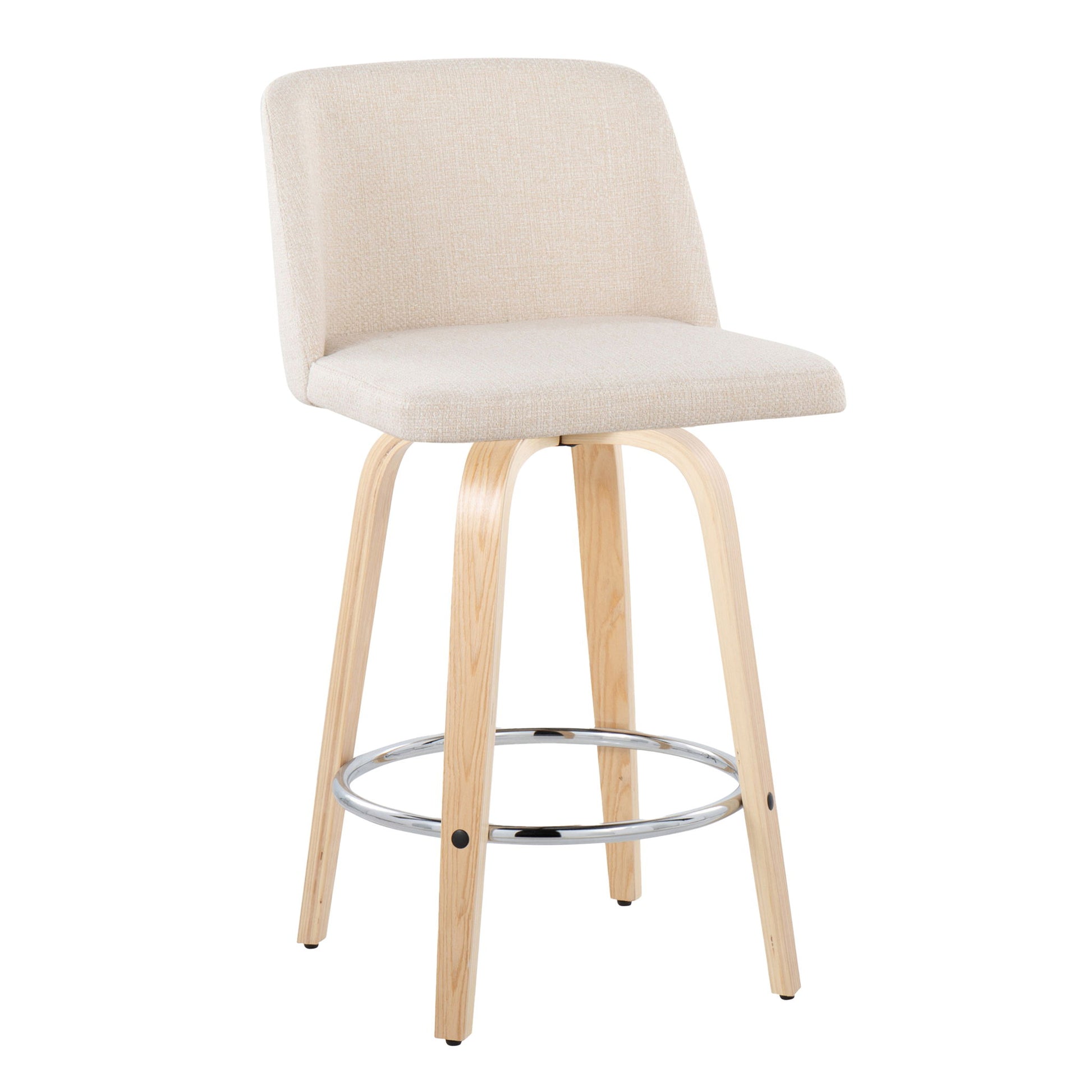 Toriano - Contemporary Fixed-Height Counter Stool With Swivel And Round Footrest (Set of 2) Lumi Source