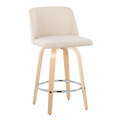 Toriano - Contemporary Fixed-Height Counter Stool With Swivel And Round Footrest (Set of 2) Lumi Source