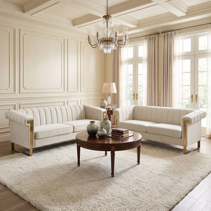 2 Piece Sofa Set With Tufted Back And Deep Seating Home Essentials