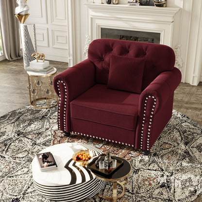 Upholstered Sofa With Nailhead Trim And Rolled Armrests Home Essentials