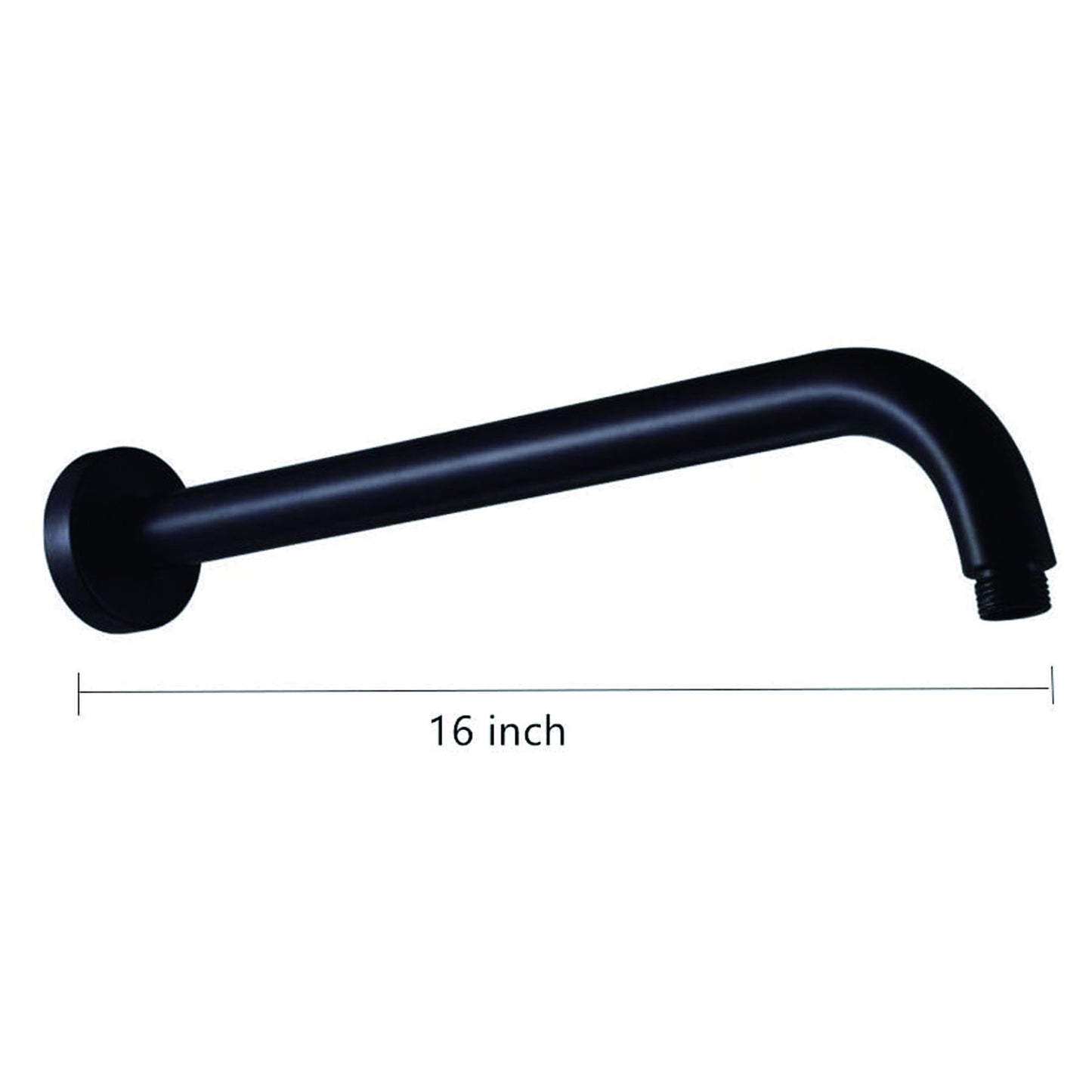 16" Shower Arm With Flange, Stainless Steel, Rust Resistant Design - Matte Black Daily Nest