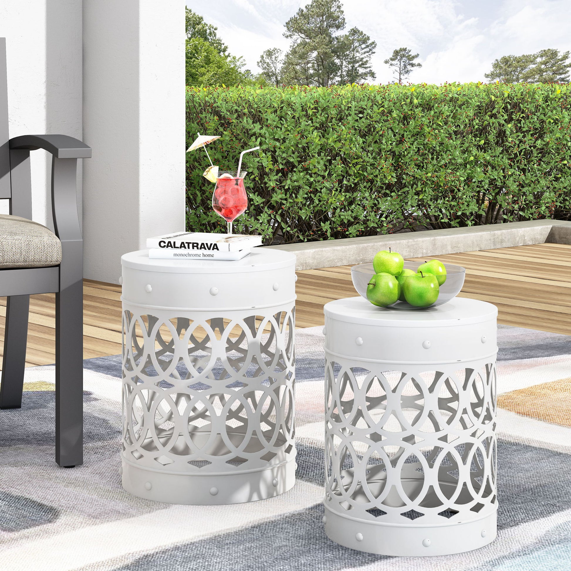 Outdoor Metal S/2 End Table Noble House