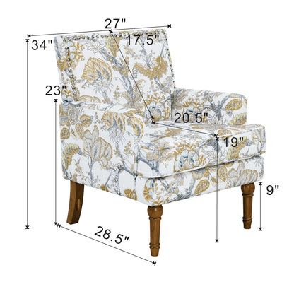 Floral Accent Armchair With Nailhead Trim Home Essentials
