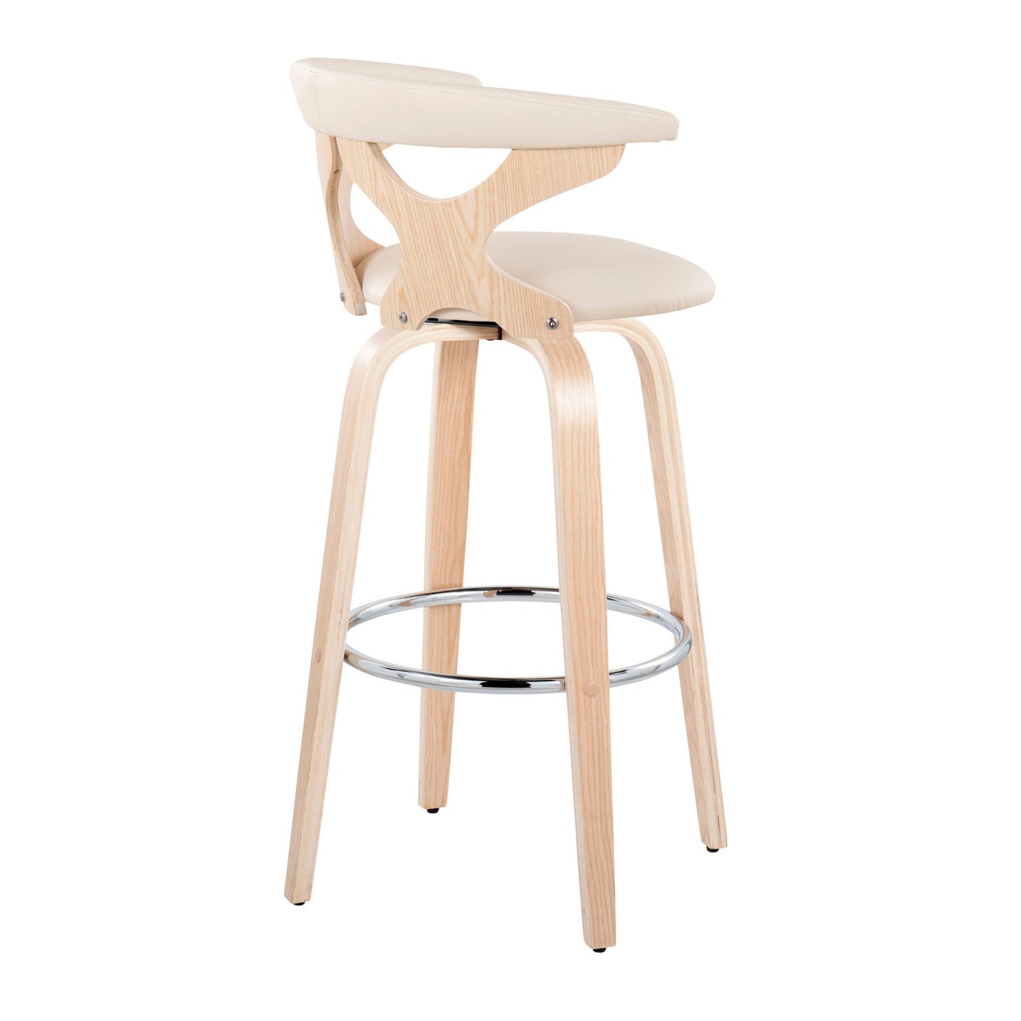 Gardenia - Contemporary Fixed Height Barstool With Swivel With Round Footrest (Set of 2) Lumi Source