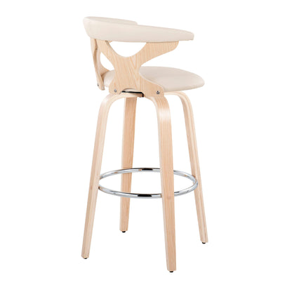 Gardenia - Contemporary Fixed Height Barstool With Swivel With Round Footrest (Set of 2) Lumi Source