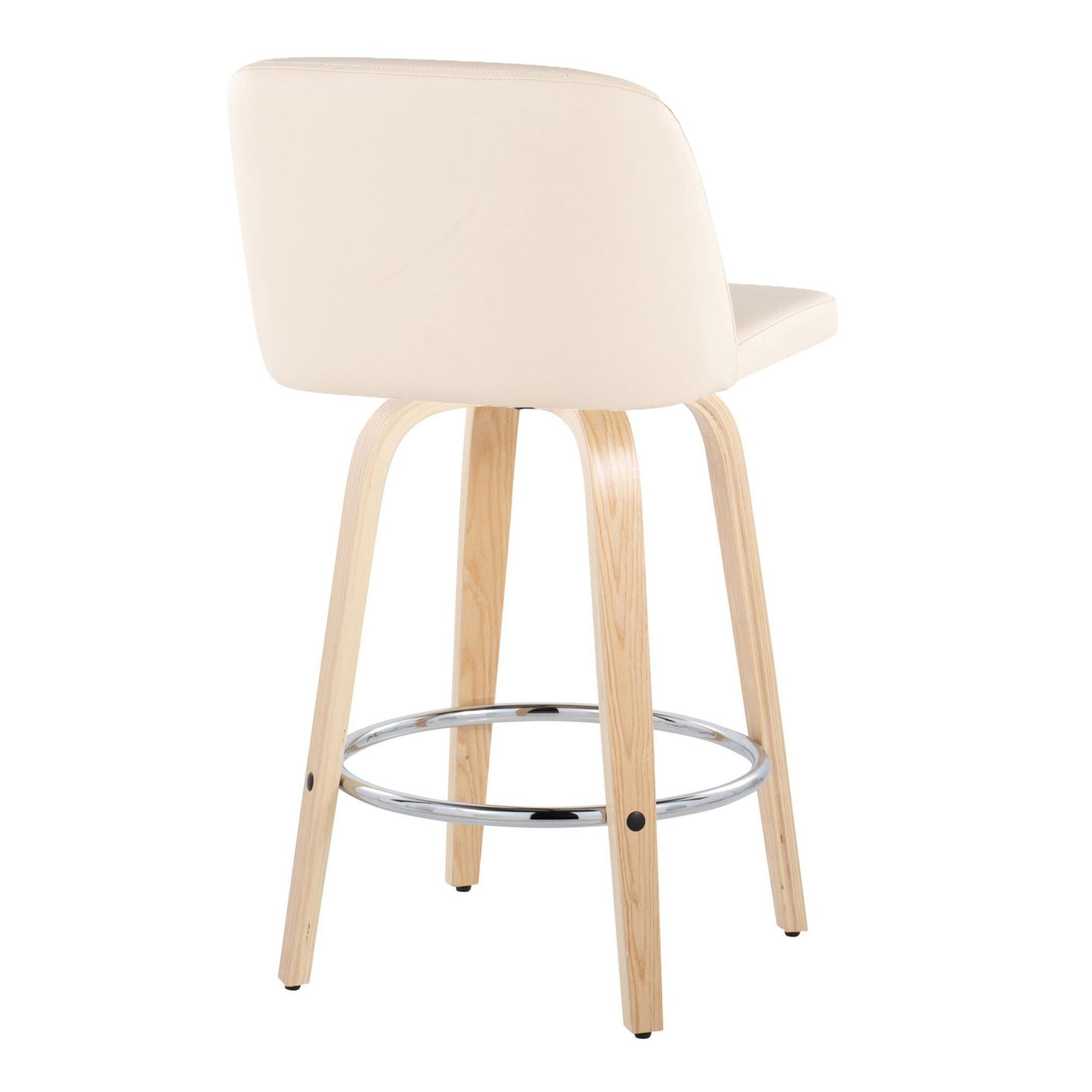 Toriano - Contemporary Fixed-Height Counter Stool With Swivel And Round Footrest (Set of 2) Lumi Source
