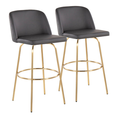 Toriano - Contemporary Fixed Height Barstool With Swivel And Round Footrest (Set of 2) Lumi Source